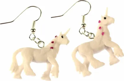 Produktbild von Einhorn Ohrringe Einhörner Miniblings Pferd Fantasy Unicorn weiß Punkte Gummi