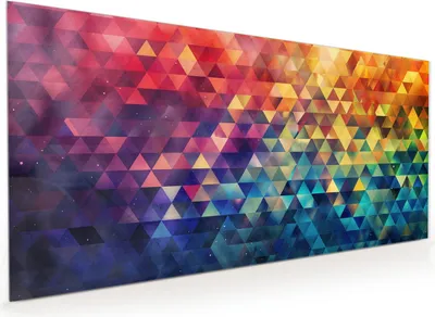 Produktbild von Küchenrückwand Spritzschutz Glas mit Motiv Bunte Dreiecke 40 x 40 cm