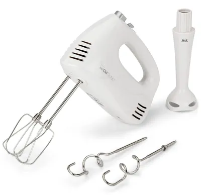 Produktbild von Handmixer Stabmixer Rührgerät - 300 W - 5 Geschwindigkeiten mit Turbostufe - Auswurftaste - Edelstahlquirl und Knethaken