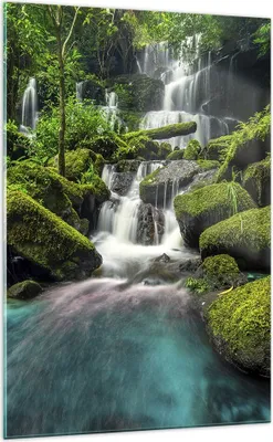 Produktbild von Bilder auf glas - Einteilig - Park Wasserfall Wasser - 70x100cm - Glasbilder - Wandbilder - Bilder - zum Aufhängen bereit - Wanddekoration aus Glas - Glas Bilder - Wandbild auf Glas - GPA70x100-3754