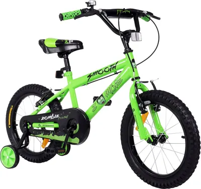 Produktbild von Actionbikes Kinderfahrrad Zombie 16 Zoll | Kinder Fahrrad - V-Brake Bremsen - Kettenschutz - Lenkerschutz - Stützräder - 4-7 Jahre (Grün)