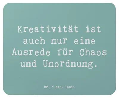 Produktbild von Mr. & Mrs. Panda Mousepad Spruch Kreativität und Chaos - Meeresbrise - Geschenk, computer, Zitat, Liebe, Fantasie, Motivation, mauspad, kreative Prozesse, Freiheit