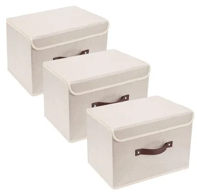 Image de Boîte de rangement pliable avec couvercle, en tissu, lavable, 38 x 25 x 25 cm