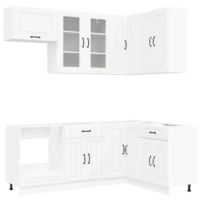 Image de vidaXL Ensemble de cuisine KALMAR, 8 pièces, blanc, matériau de bois