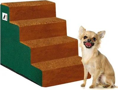 Produktbild von Famanu Hundetreppe 4-stufig rutschfest für hohe Betten und Sofas - Braun