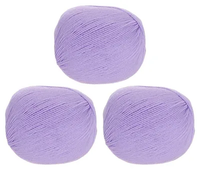 Image de Fil à tricoter pour crochet, 3 pelotes de 100g, 280 mètres, 100% laine, couleur violette