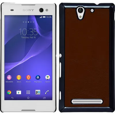 Produktbild von PhoneNatic Case kompatibel mit Sony Xperia C3 - Hülle braun Lederoptik Hard-case + 2 Schutzfolien