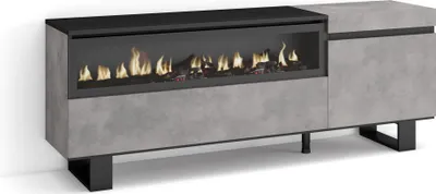 Immagine prodotto di COZY Mobile TV Soggiorno, 150x35x57cm, Per TV fino a 65, Camino elettrico, Cemento