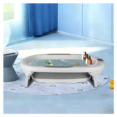 Produktbild von Kinderbecken PP+PTE rutschfeste faltbare Badewanne für Babys Raum Badewanne für Neugeborene (Stil 2) 96 x 53 x 23,5 cm - Grau