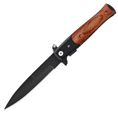 Obrázek produktu pro Skládací nůž s nerezovou čepelí o délce 10 cm, s dřevěnou rukojetí, protiskluzový, vhodný pro outdoorové aktivity a lov