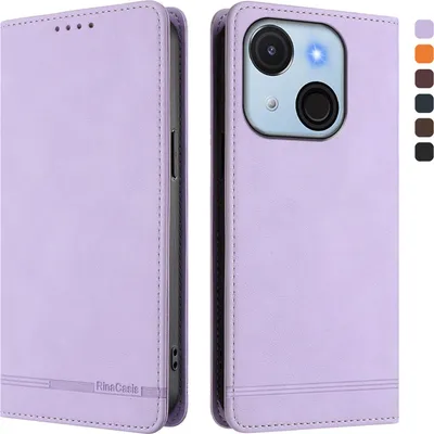 Image de Etui pour itel A50C, étui rétro en cuirPolyuréthaneavec support et fentes pour cartes Violet