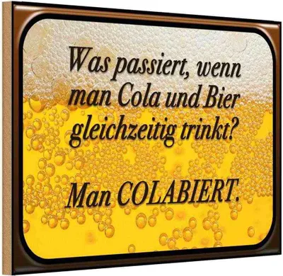 Produktbild von vianmo Holzschild 12x18 cm was passiert wenn Cola und Bier Spruch Zitat
