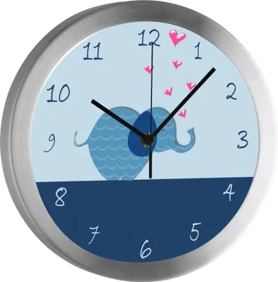 Produktbild von Funkuhr, Kinder Wanduhr, Kinderuhr, Kinderzimmer Elefant blau