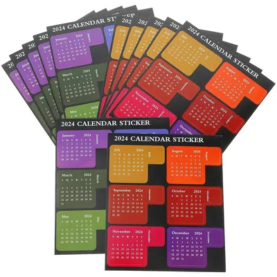 Produktbild von 12 Blatt Kalenderaufkleber 2024, monatliche Kalender-Klebestreifen für Planer, Tagebücher und Notizbücher