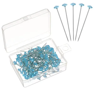 Productafbeelding van Spelden met diamantenkop - 200 stuks - Geschikt voor handwerk en decoratie - Donkerblauw, 38 mm