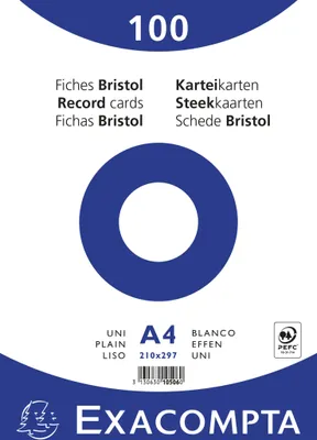 Produktbild von Exacompta 10x Karteikarten A4 blanko, 100 Stück eingeschweißt - Weiß - 10506E