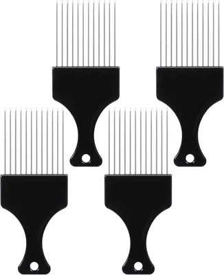 Produktbild von 4 schwarze Afro-Kämme für lockiges Haar, Naturlocken und Locken, langlebiger Glättkamm für Damen und Herren