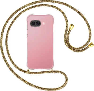 Produktbild von Handykette Backcover-Schutzhülle mit Band (Metall goldfarben) für Google Pixel 9A - braun+beige