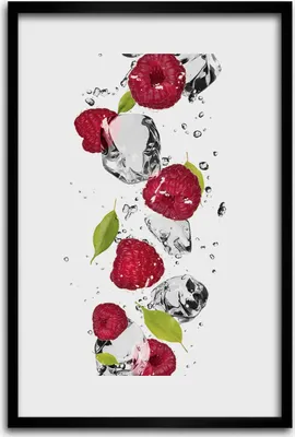 Produktbild von Bild - Bilderrahmen - 40 cm x 60 cm - MDF - Rahmen - Wandkunst - Himbeere und Wasser