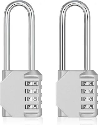 Zdjęcie produktu dla Zamek szyfrowy z długą szeklą, 4-cyfrowy, odporny na warunki atmosferyczne do bram, garaży (2 szt.)