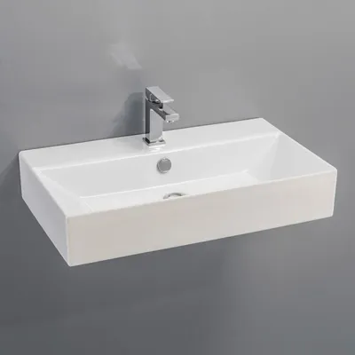 Immagine prodotto di Aqualine Sistema - Lavabo 700x420 mm, con troppopieno, con foro per rubinetto, bianco 10SF50070
