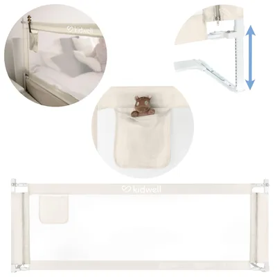 Produktbild von Kidwell TIVA 180 cm Bettschutzgitter – Verstellbares Kinderbettgitter 180 cm, 30-fach höhenverstellbar, Beige
