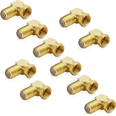 Produktbild von 90-Grad-Winkeladapter (F-Stecker auf F-Buchse) vergoldet (10 Stück)