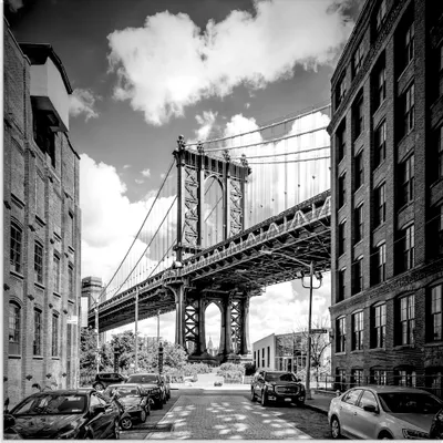 Produktbild von ARTland Glasbild New York City Manhattan Bridge I Größe: 40x40 cm
