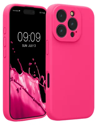 Produktbild von kwmobile Handyhülle für Apple iPhone 16 Pro Hülle - gummierte Handy Silikon Case für iPhone 16 Pro - Schutzhülle Cover - Neon Pink