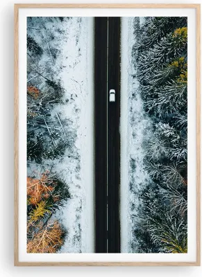 Produktbild von Gerahmtes Poster - Rahmen in heller Eiche - Wald Weg Schnee - 70x100 cm - Wand Bild - Wanddeko - Wandbilder - Kunstposter - Wandposter - Bilderrahmen - Bilder - Kunstdruck - P2NPA70x100-4654