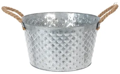 Produktbild von Zinkschale rund Ø28cm Seilgriffen Pflanzgefäß Garten Deko