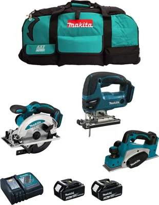 Produktbild von MAKITA Kit MPK18323B (DKP180 + DSS610 + DJV180 + 2 x 3,0 Ah + DC18RC + LXT600)