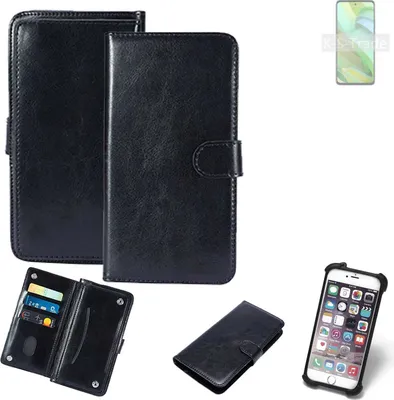 Produktbild von K-S-Trade 360° Hülle kompatibel mit Motorola Edge 2022 schwarz Kunstleder Case BookCase WalletCase Kunstlederederhülle Handyhülle, Rundumschutz