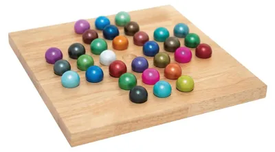 Produktbild von Solitär-Brettspiel – Holzspielbrett – 32 Kugeln – Ab 5 Jahren