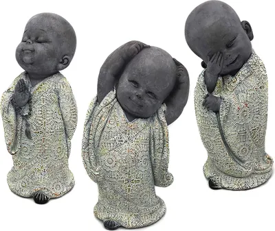 Produktbild von UNUS Buddha Figuren Garten 3er Set Mönche 17 cm Statuen Gartendeko Skulpturen