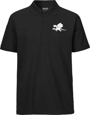 Produktbild von Huuraa Herren Polo Shirt Drache Silhouette L Black Bio Baumwolle Fairtrade Poloshirt Geschenkidee