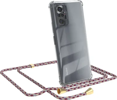 Produktbild von EAZY CASE Handykette kompatibel mit Xiaomi Redmi Note 10 Pro, Handyhülle mit Umhängeband, Handykordel, Schutzhülle Clear, Band in Rot