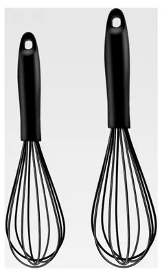 Produktbild von 2 Stück Silikon-Schneebesen, Schwarz, Küchenschneebesen, Edelstahl, Multifunktional, Handschneebesen