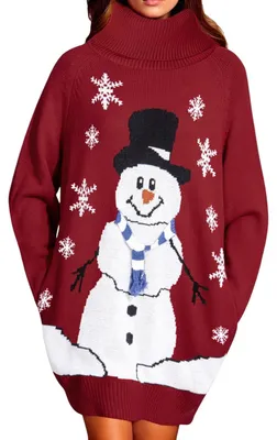 Produktbild von Damen-Strickkleid Oversize Weihnachtlich Rot XL