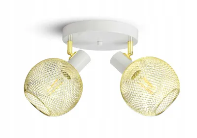 Produktbild von LUXOLAR Deckenleuchte Schwenkbar E27 60 W mit Netz 2 flammig Gold-Weiß - Deckenlampe für Wohnzimmer, Küchen