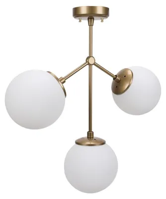 Image de Suspension Luminaire en métal et verre blanc 43 x 15 x 43 cm 3 lumières E27 40 W IP20