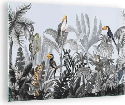 Produktbild von Bilder auf glas - Einteilig - Dschungel Tiere Tukane - 70x50cm - Glasbilder - Wandbilder - Bilder - zum Aufhängen bereit - Wanddekoration aus Glas - Glas Bilder - Wandbild auf Glas - GAA70x50-4662
