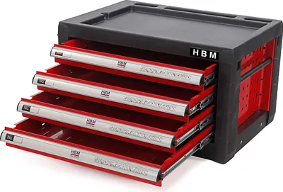 Produktbild von HBM Werkzeugschrank mit 4 Schubladen – ROT