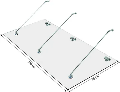Produktbild von HOMCOM Vordach Glasvordach Türvordach Verbundsicherheitsglas VSG 304 Edelstahl Klarglas 3 Größen (200x90cm) (L)