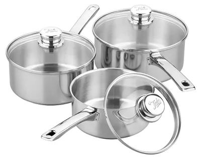 5-teiliges Edelstahl-Topfset, 16/18/20 cm, mit Deckeln, hochglanzpoliert