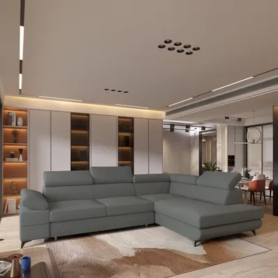 Produktbild von Masseno Ecksofa FAVIEN R-S mit Schlaffunktion L-Form, Sofa mit Bettkasten, Wohnzimmersofa, Couch, Soffa, Bettsofa, Couchgarnitur- Grau, QUELLE 92