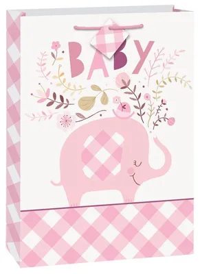 Produktbild von Baby Shower Elefant Mädchen Jumbo Geschenktüte