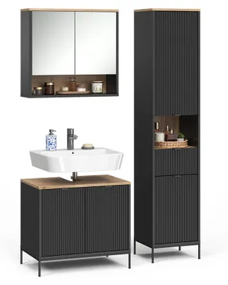 Productafbeelding van Badkamermeubelset Vicco Eliza Zwart/Viking Eik 3-delig, Model 71945