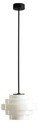 Produktbild von Hängelampe Metall Glas E27 Ø 22 cm rund H: max. 75 cm Schwarz Weiß Modern Hängeleuchte
