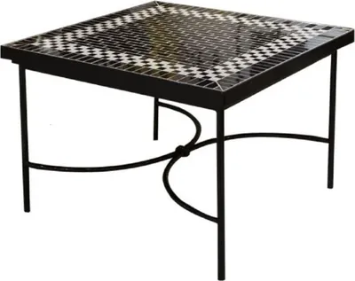 Luxus Jugendstil Schmiedeeisen Beistelltisch Gartentisch mit Keramik Fliesen Tischplatte Luxury Art Nouveau Wrought Iron Side Table Garden Table with Ceramic Tile Table Top